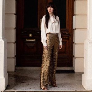 NWT-Sezane Wide Leg Sequin Pants
